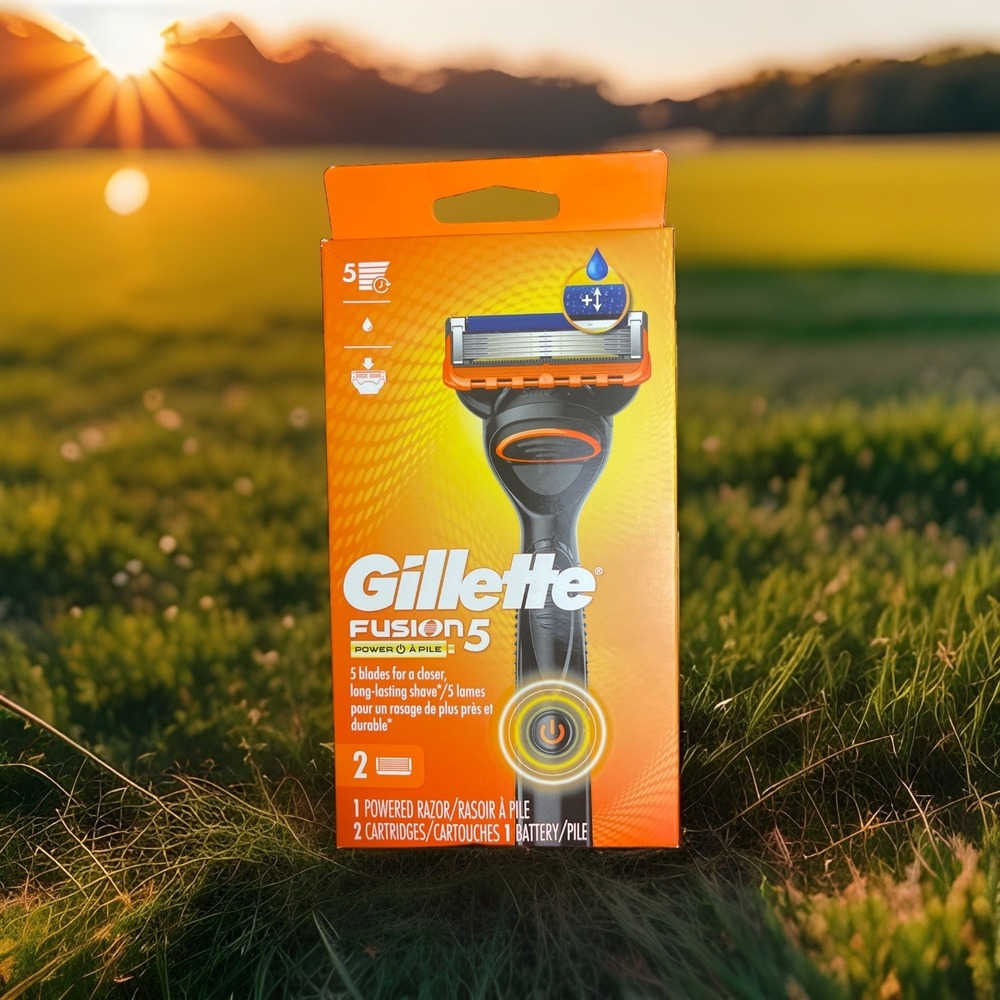 Gillette Fusion 5 Power À Pile Razor, 1 Razor Handle, 2 Cartridge On The Go Gift